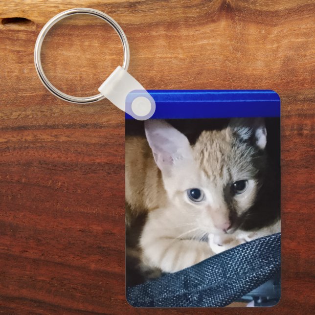 Cat Photo Text Customize Keychain (Front)