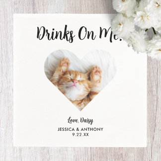 Cat Photo Wedding Cocktail Napkins