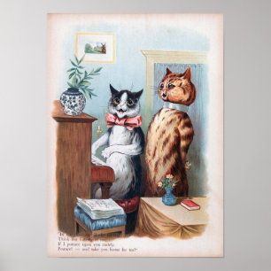 Cat Piano Accompaniment, Louis Wain Poster
