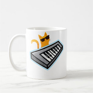 Cat Piano Cute Kitty Playing Music Keyboard Coffee Mug