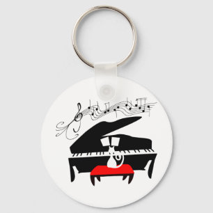 Cat & Piano Key Ring