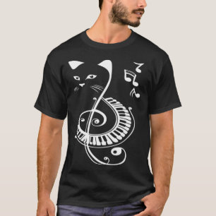 Cat Piano Music Note T-Shirt