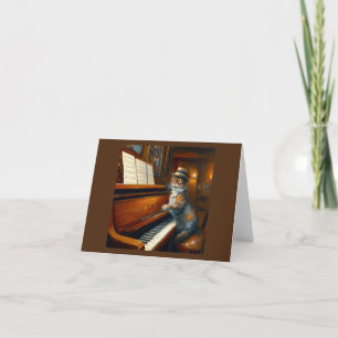 Cat Piano Player Card