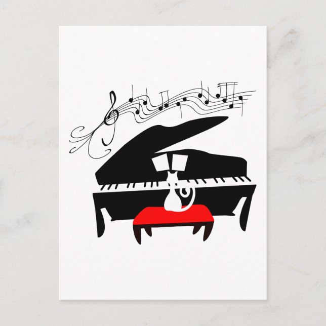 Cat & Piano Postcard (Front)
