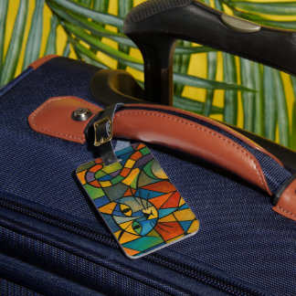 cat picasso style luggage tag