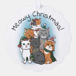 Cat Pile Funny Cartoon Christmas Tree Decoration Card