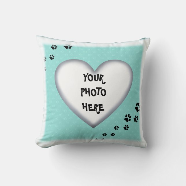 Cat Pillow with paw prints, your cat (Front)