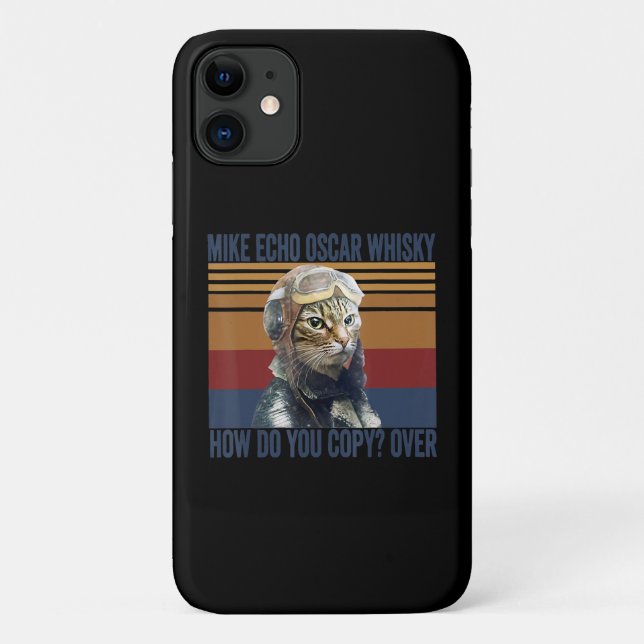 Cat Pilot Mike Echo Oscar Whisky Costume Gift Case-Mate iPhone Case (Back)
