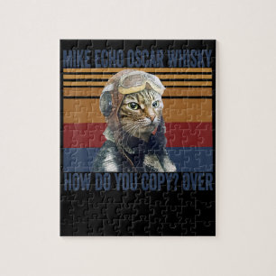 Cat Pilot Mike Echo Oscar Whisky Costume Gift Jigsaw Puzzle