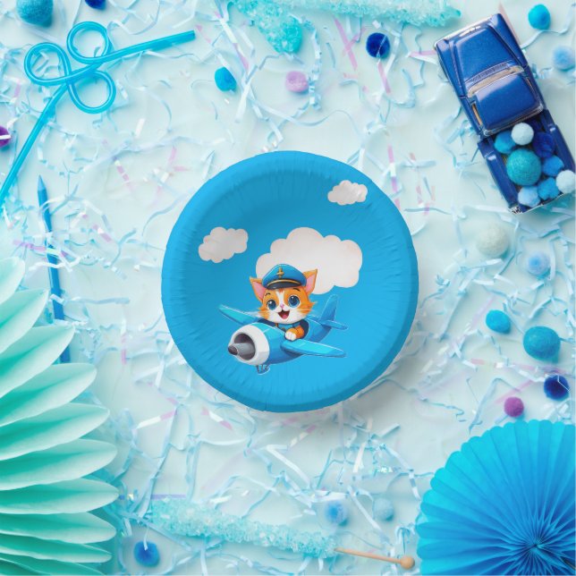 Cat Pilot Paper Plate (Party)