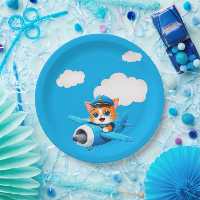 Cat Pilot Paper Plate (Party)