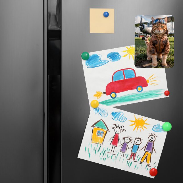 Cat Pilot Photo & Aeroplane Funny Aviation Gift Magnet (Creator Uploaded)