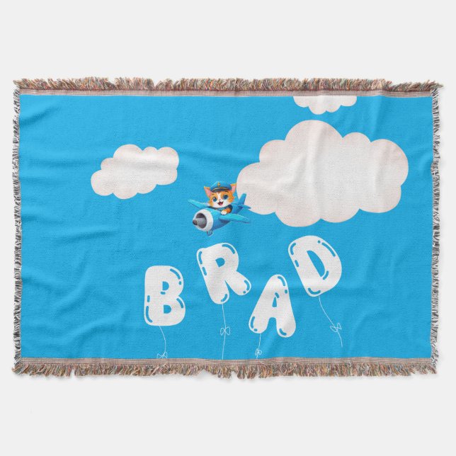 Cat Pilot Throw Blanket (Front)