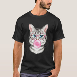 Cat Pink Bubble Gum cute cat lovers for women gift T-Shirt