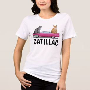 CAT PINK CATILLAC CLASSIC CAR T-SHIRTS