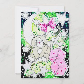 Cat & Pink Dice Card