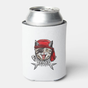 Cat Pirate Boys Men Jolly Roger Flag Skull And Cro Can Cooler