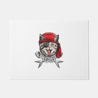 Cat Pirate Boys Men Jolly Roger Flag Skull And Cro Doormat