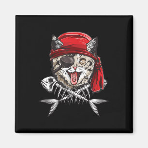 Cat Pirate Boys Men Jolly Roger Flag Skull And Cro Magnet