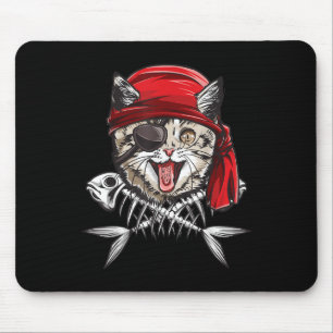 Cat Pirate Boys Men Jolly Roger Flag Skull And Cro Mouse Pad