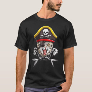 Cat Pirate Boys Men Jolly Roger Flag Skull & Cross T-Shirt