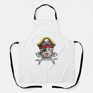 Cat Pirate Captain Men Jolly Roger Flag Skull And  Apron