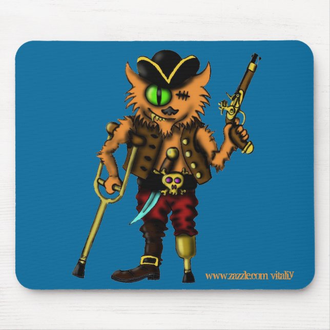 Cat pirate funny mousepad design (Front)