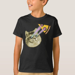 Cat Pizza Meme Laser Eyes Heavy Breathing T-Shirt