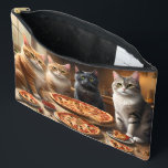 Cat Pizza Night, Accessory Pouch<br><div class="desc">Pictured Are Four Cats Sitting Around A Table With A Pizza Ready To Eat.</div>