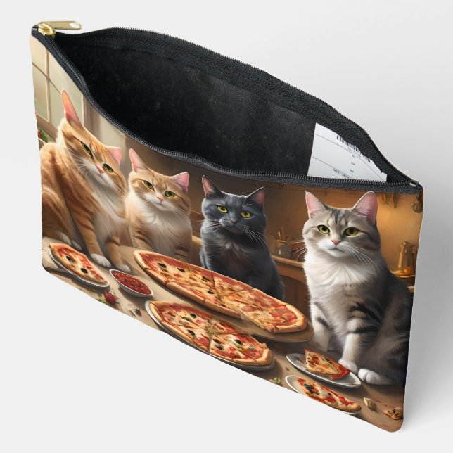 Cat Pizza Night, Accessory Pouch (Open)