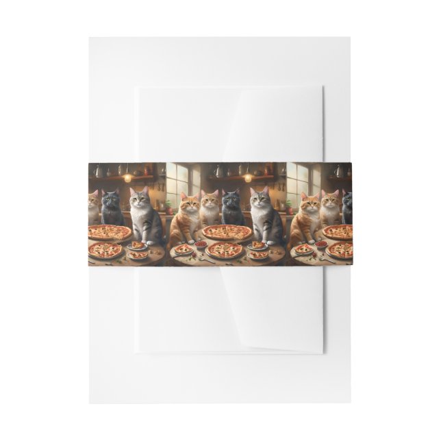 Cat Pizza Night, Invitation Belly Band (Front Example)
