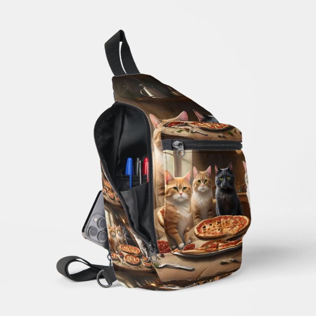 Cat Pizza Night, Sling Bag (Open)
