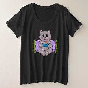 Cat Pizza Video Game Player Gaming Computer Games Plus Size T-Shirt