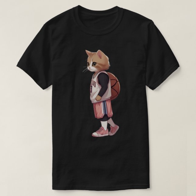 cat play basketball T-Shirt (Design Front)