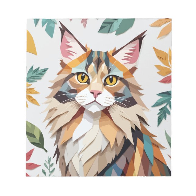 Cat Playful Adorable Fun Animal Colourful Geometri Notepad (Front)