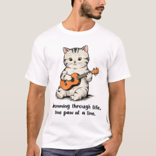 Cat playing a tiny ukulele T-Shirt