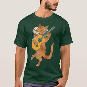 Cat Playing Acoustic Guitar Cool Musician Guitaris T-Shirt