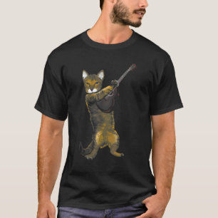 Cat Playing Acousticc Guitar Musician T-Shirt