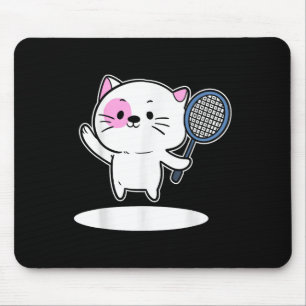 Cat Playing Badminton Badminton Player For Men Wom Mouse Pad