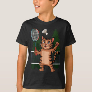 Cat Playing Badminton Shuttle Player Lover Coach G T-Shirt