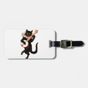 Cat playing Banjo Luggage Tag