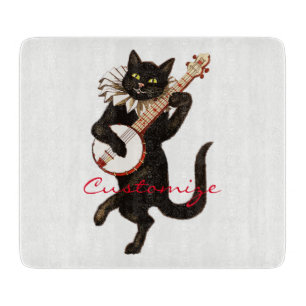 Cat playing Banjo Thunder_Cove Cutting Board