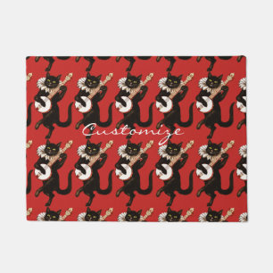 Cat playing Banjo Thunder_Cove Doormat