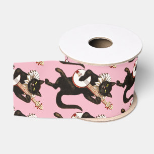 Cat playing Banjo Thunder_Cove Grosgrain Ribbon