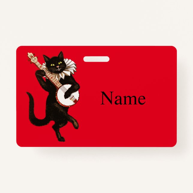 Cat playing Banjo Thunder_Cove ID Badge (Front)
