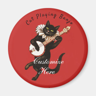 Cat playing Banjo Thunder_Cove Magnet