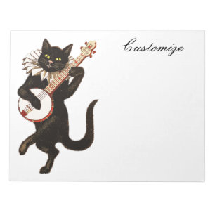 Cat playing Banjo Thunder_Cove  Notepad