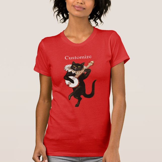 Cat playing Banjo Thunder_Cove  T-Shirt (Front)