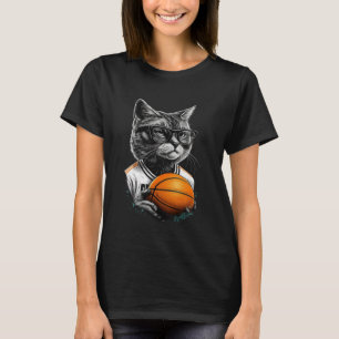 Cat Playing Basketball Graphic Tees Men Women Boys