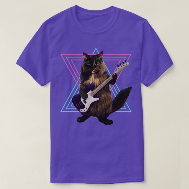 Cat playing bass guitar 1 T-Shirt (Design Front)